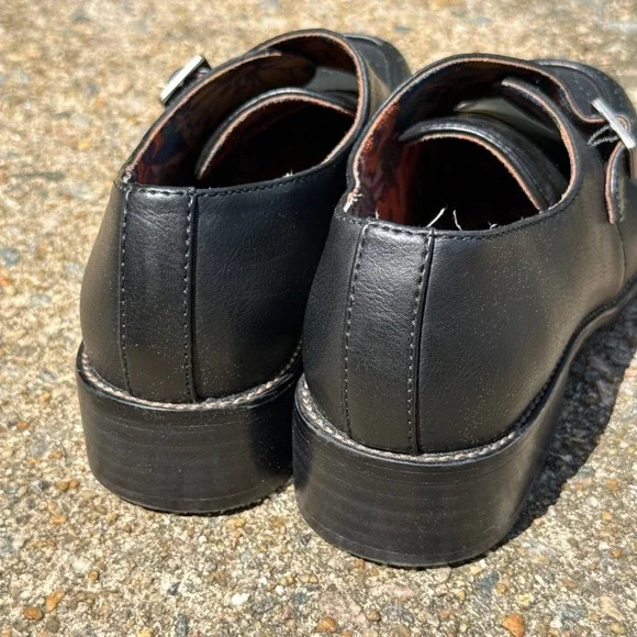 Korks Womens Black Theodore Loafers Floral Insole Square Shoes Ease Buckle 6.5M - Picture 7 of 9